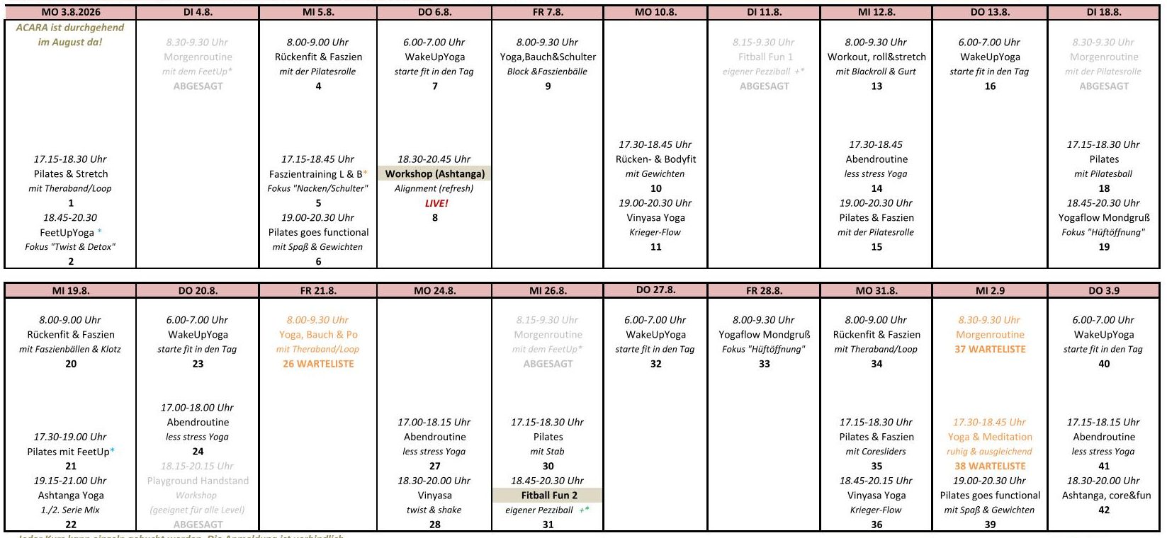 Sommerferienprogramm vom 3. Aug bis 2. Sept