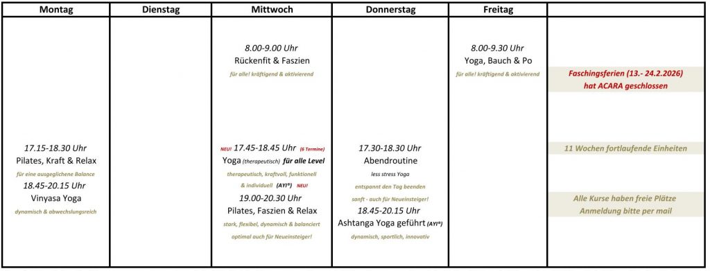 Stundenplan 7.Jan bis 27.März 2026 vorl
